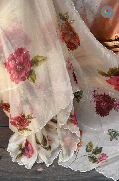 Organza Tissue Saree - Off White