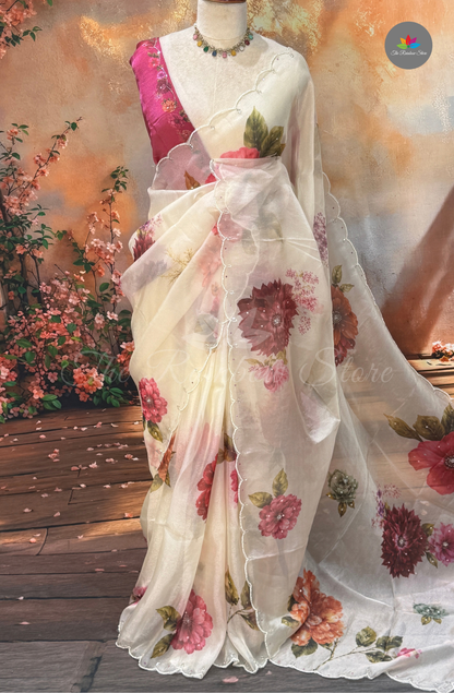 Organza Tissue Saree - Off White