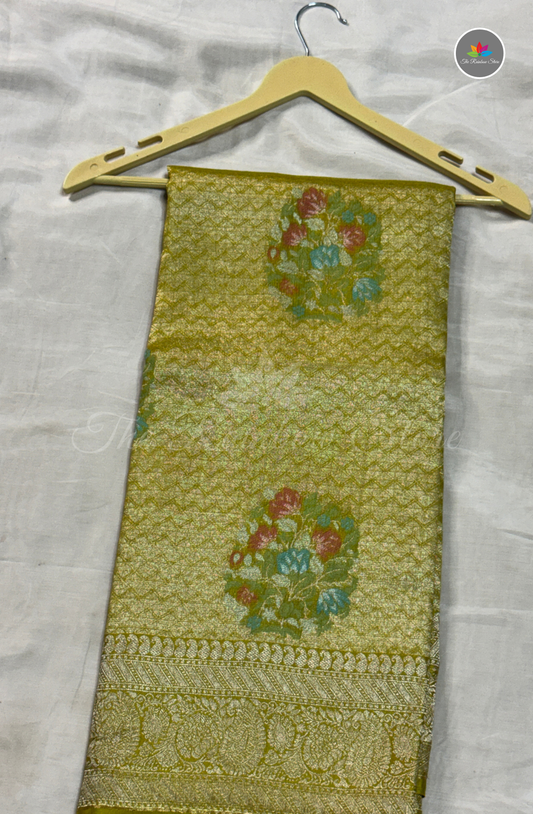 Brocade Pattu Saree - Olive Green