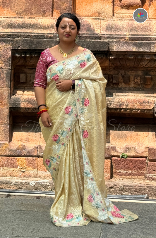 One Gram Brocade Tissue Saree - Tussar