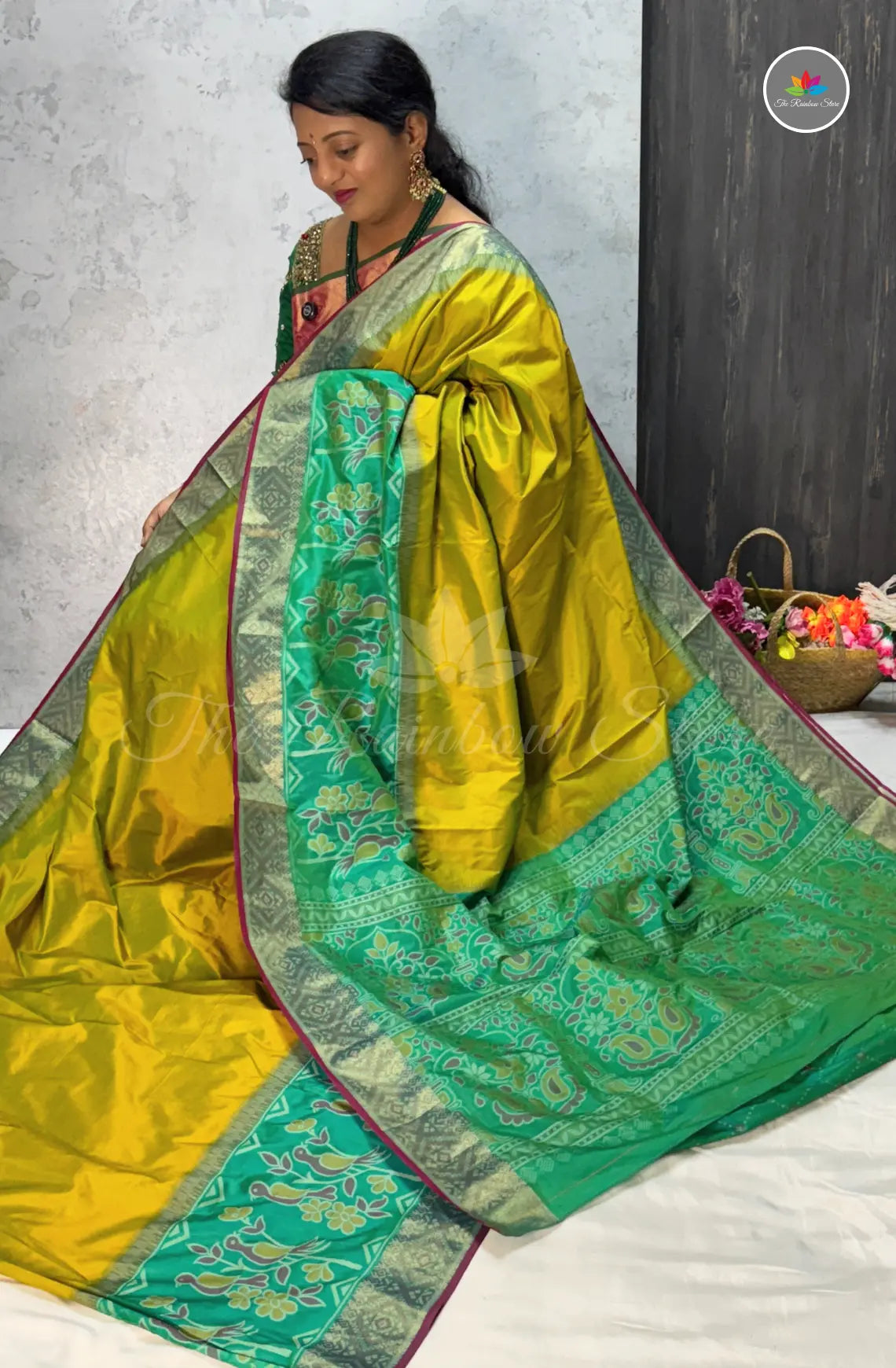 Elegant  Patola Semi Silk Saree  - Mustard Yellow