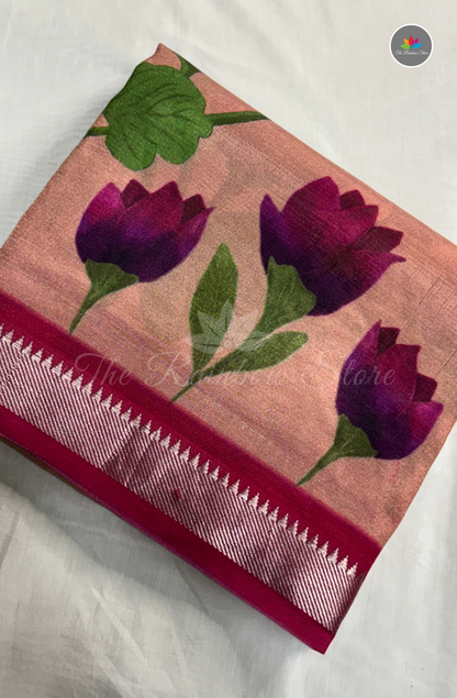 Mangalagiri Handloom Pattu Saree – Peach Pink
