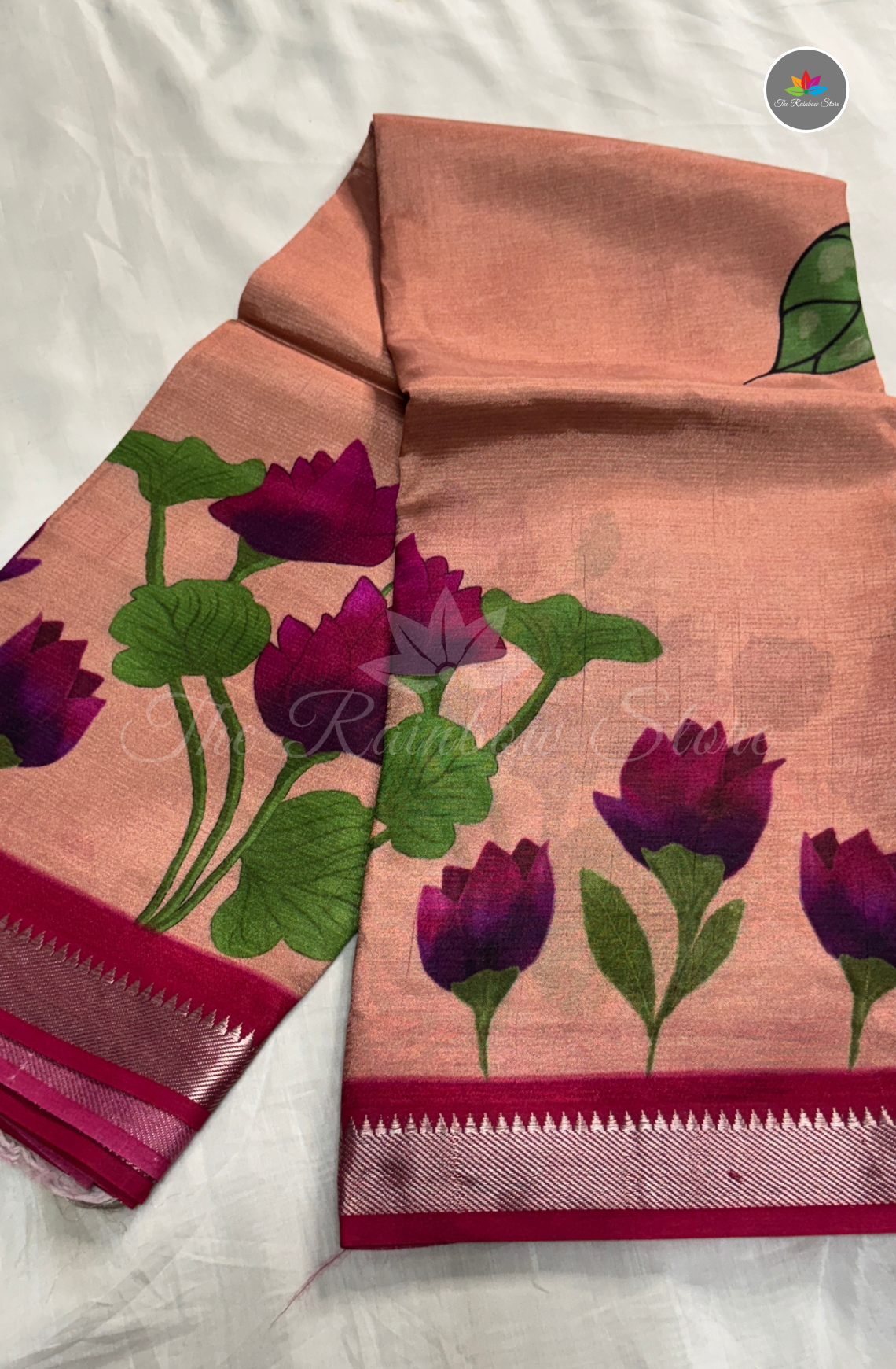 Mangalagiri Handloom Pattu Saree – Peach Pink