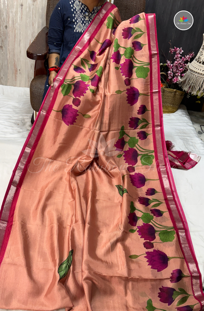 Mangalagiri Handloom Pattu Saree – Peach Pink