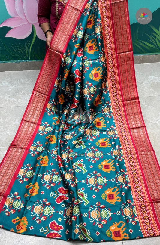 Semi Patola Silk - Peacock Blue