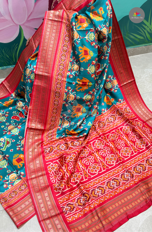 Semi Patola Silk - Peacock Blue