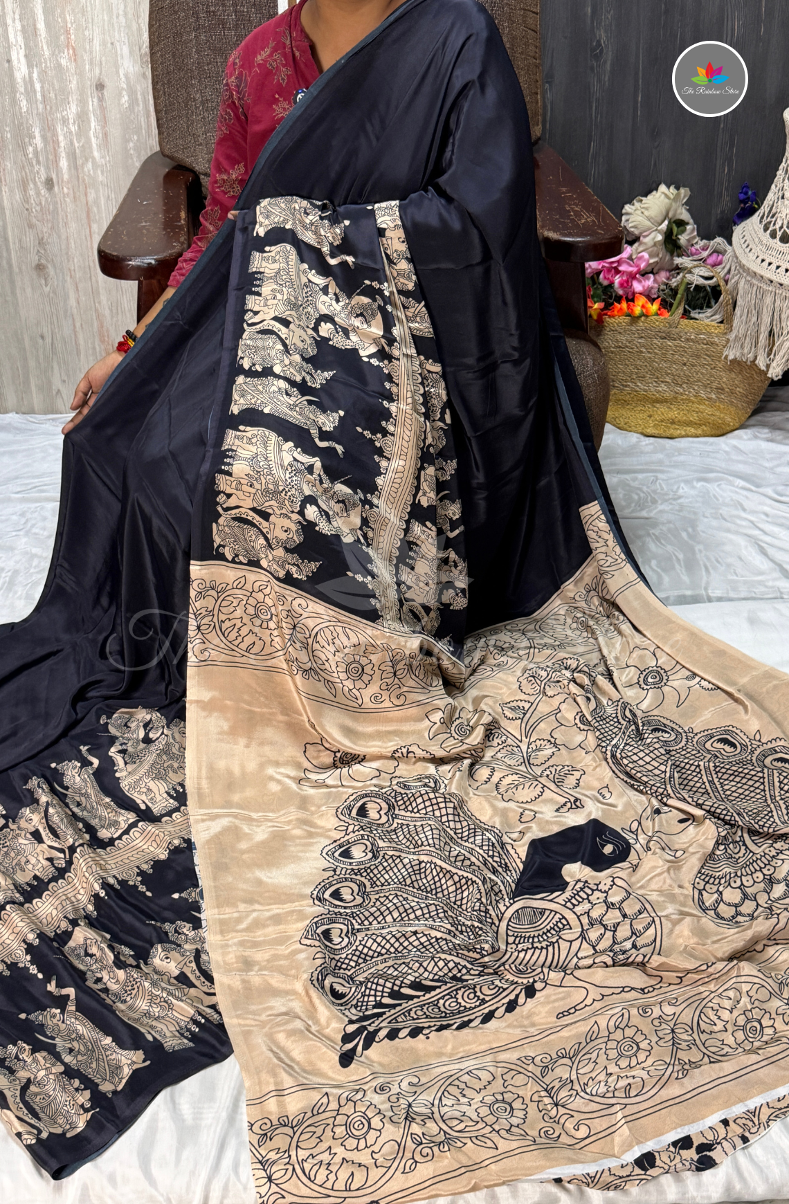 Premium Crepe Saree -BLACK
