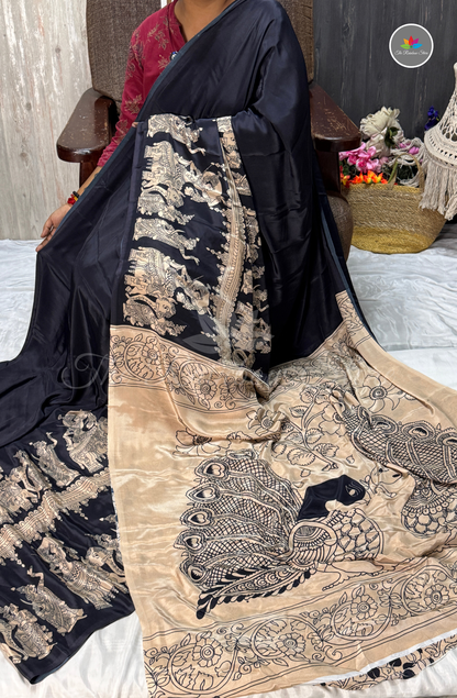 Premium Crepe Saree -BLACK