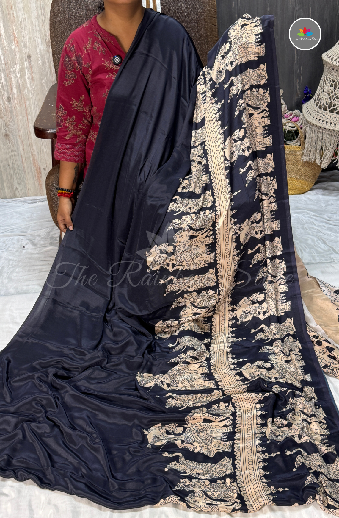 Premium Crepe Saree -BLACK