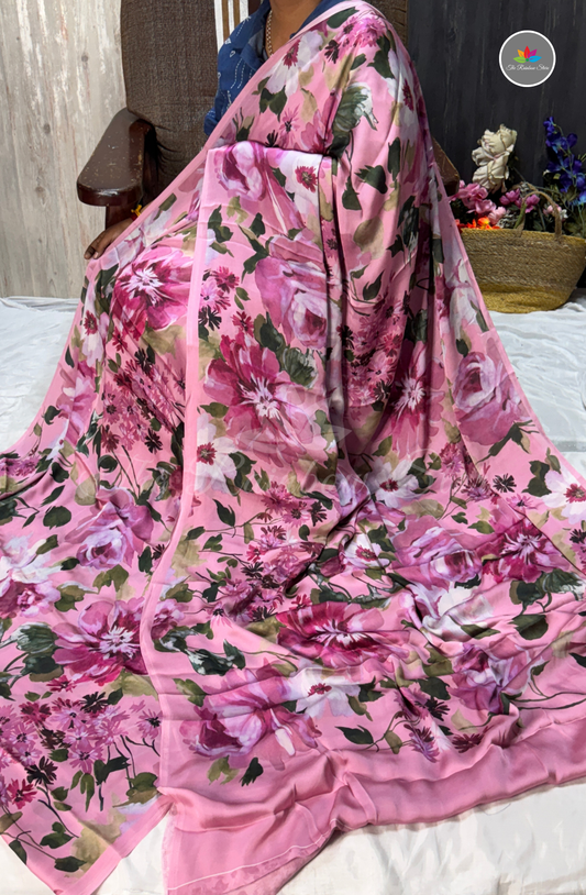 Premium Crepe Saree - Pink