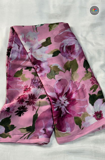 Premium Crepe Saree - Pink