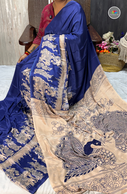 Premium Crepe Saree - Royal Blue