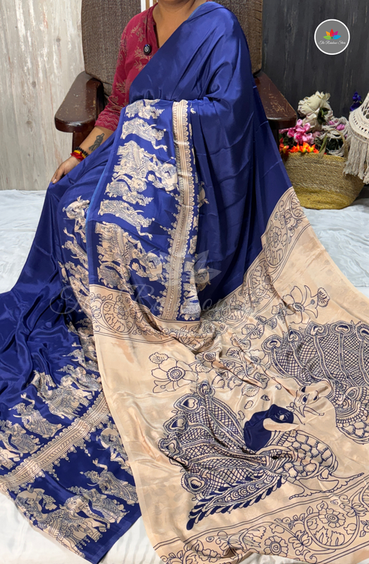 Premium Crepe Saree - Royal Blue