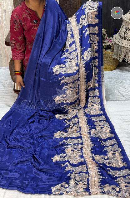 Premium Crepe Saree - Royal Blue