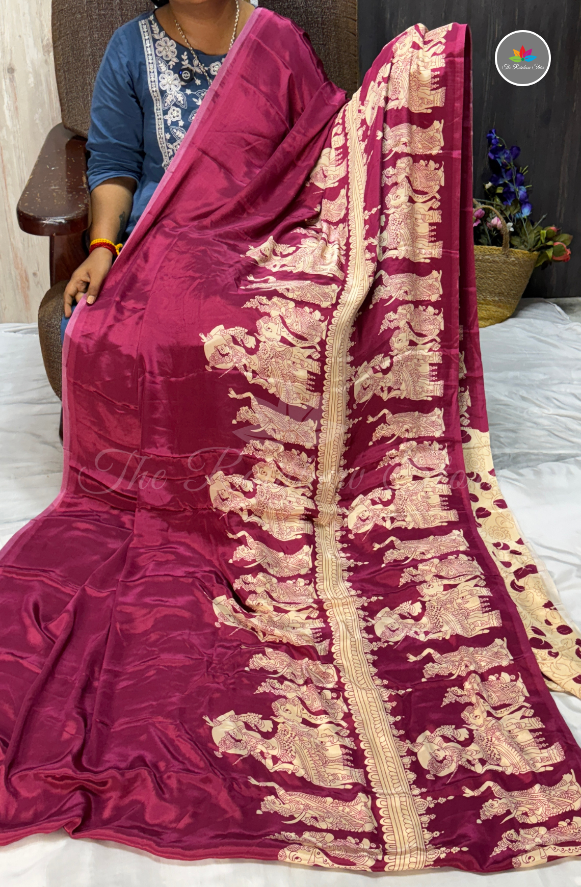 Premium Crepe Saree - Wine Maroon