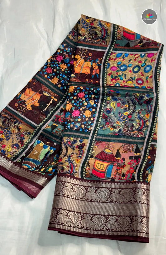 Premium Mangalagiri Pattu With Big Border - Maroon