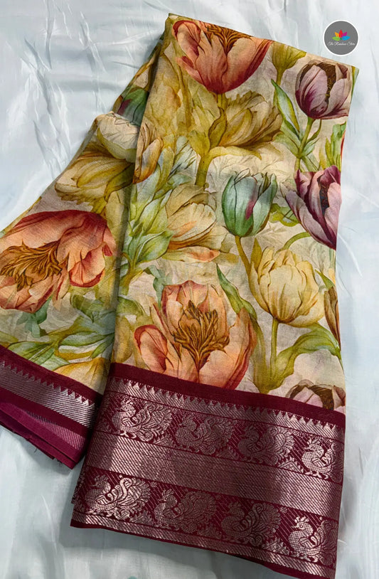 Premium Mangalagiri Pattu With Big Border - Mustard Yellow