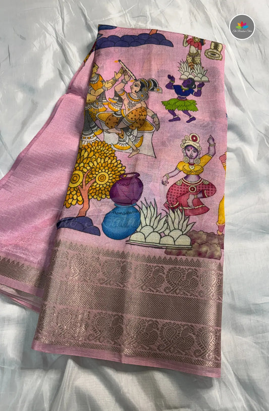 Premium Mangalagiri Pattu With Big Border - Pink