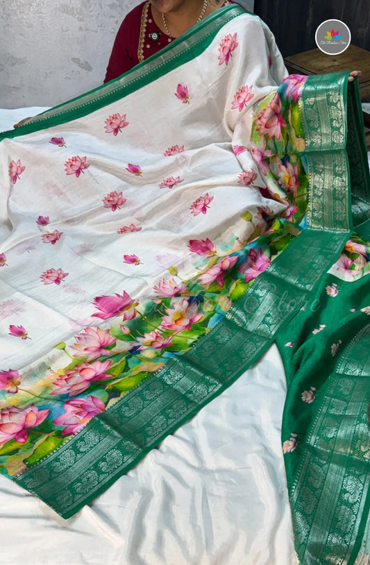 Premium Mangalagiri Pattu With Big Border -Off White