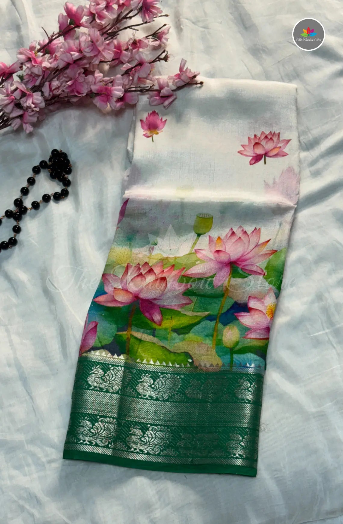 Premium Mangalagiri Pattu With Big Border -Off White