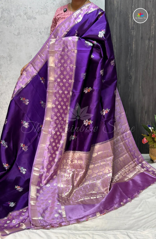 Premium Puna Silk Saree - Violet