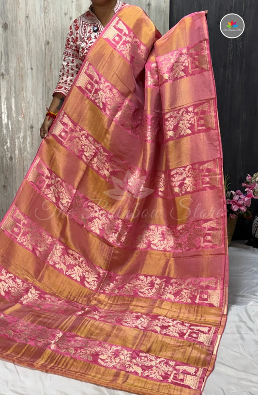 Premium Tissue Saree – Pink
