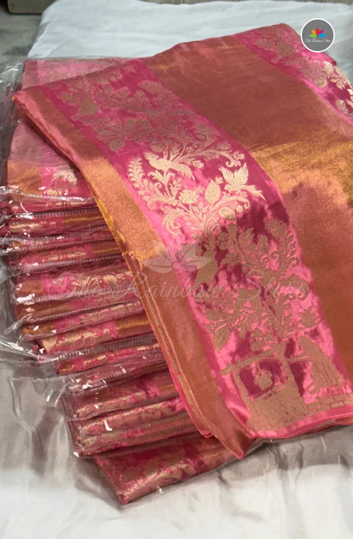 Premium Tissue Saree – Pink