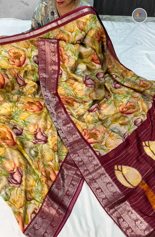 Premium Mangalagiri Pattu With Big Border - Mustard Yellow