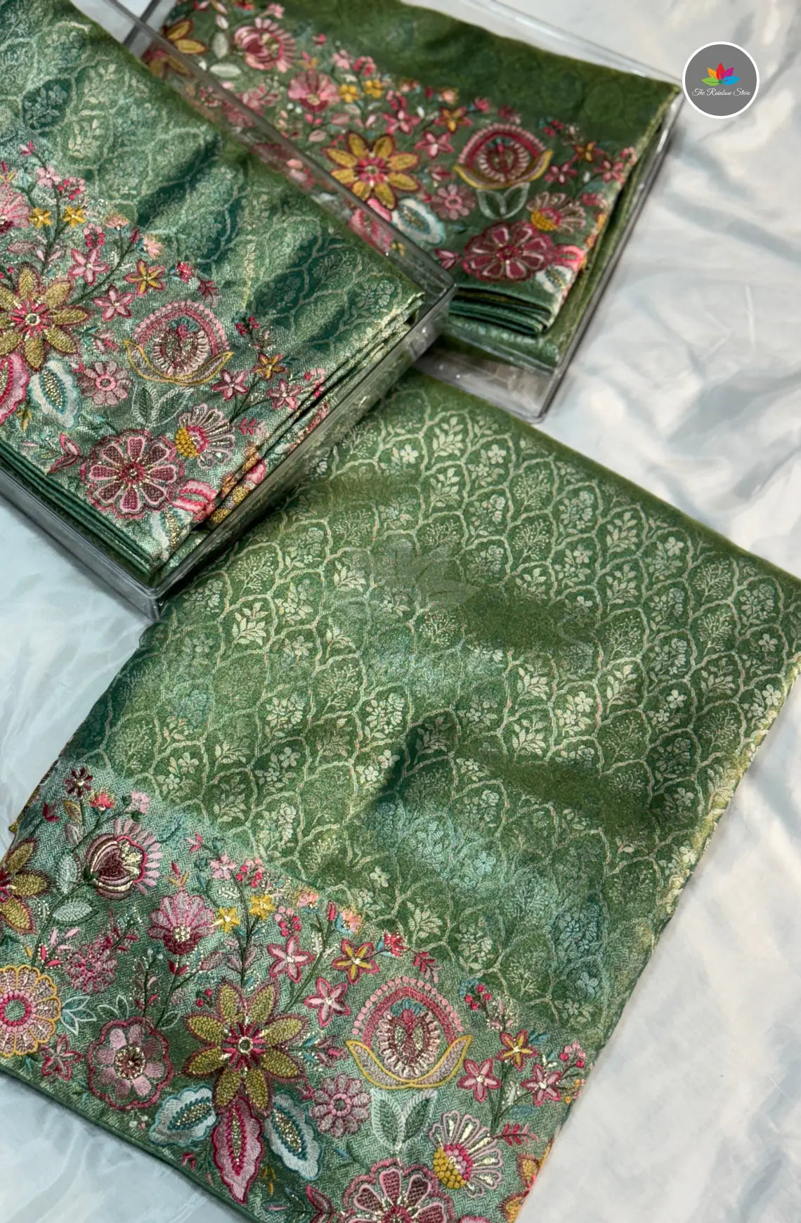 Pure Kanchi Pattu With Embroidery - Green