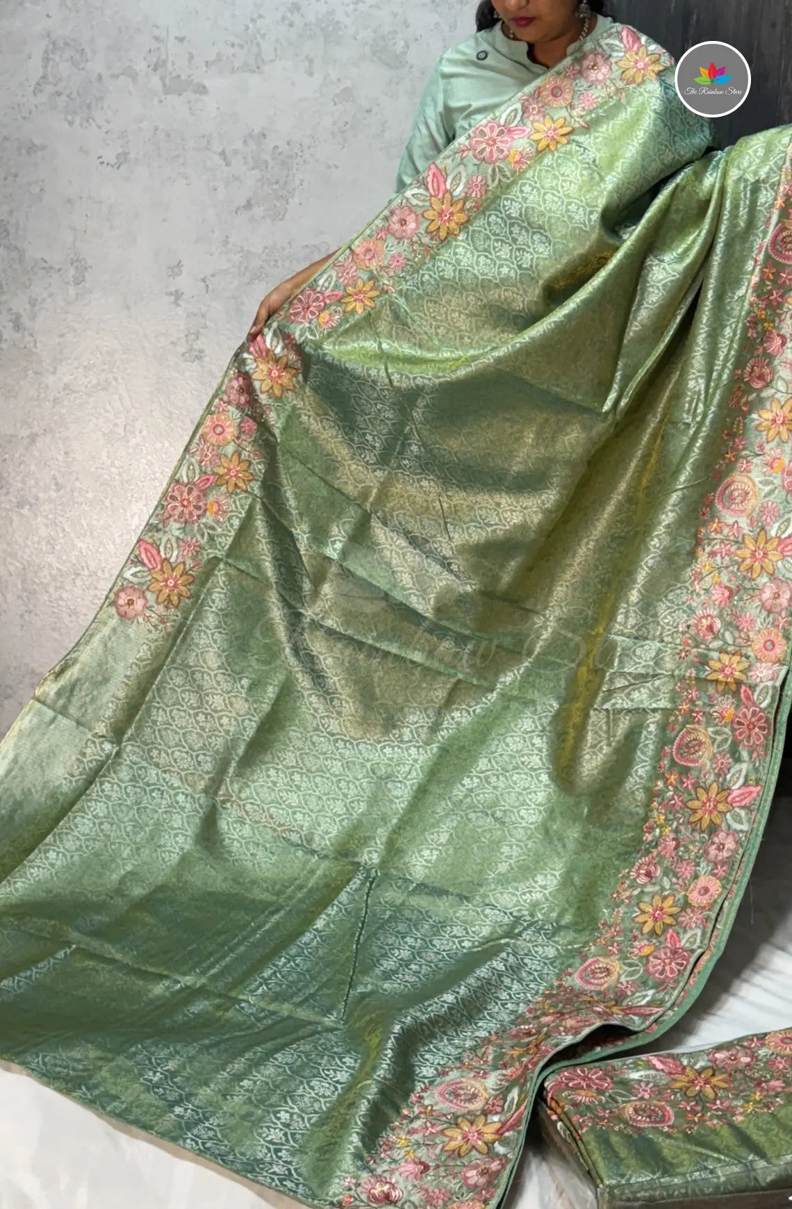 Pure Kanchi Pattu With Embroidery - Green
