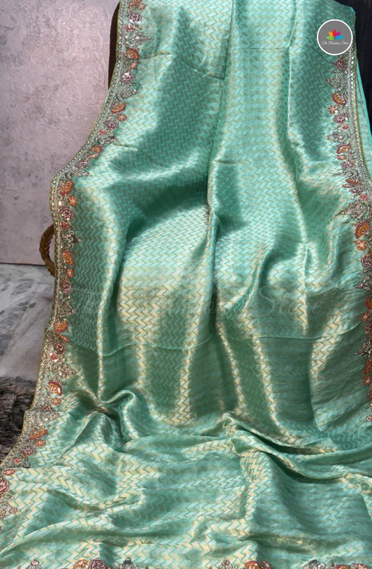 Premium Banarasi Designer Saree - Aqua Green