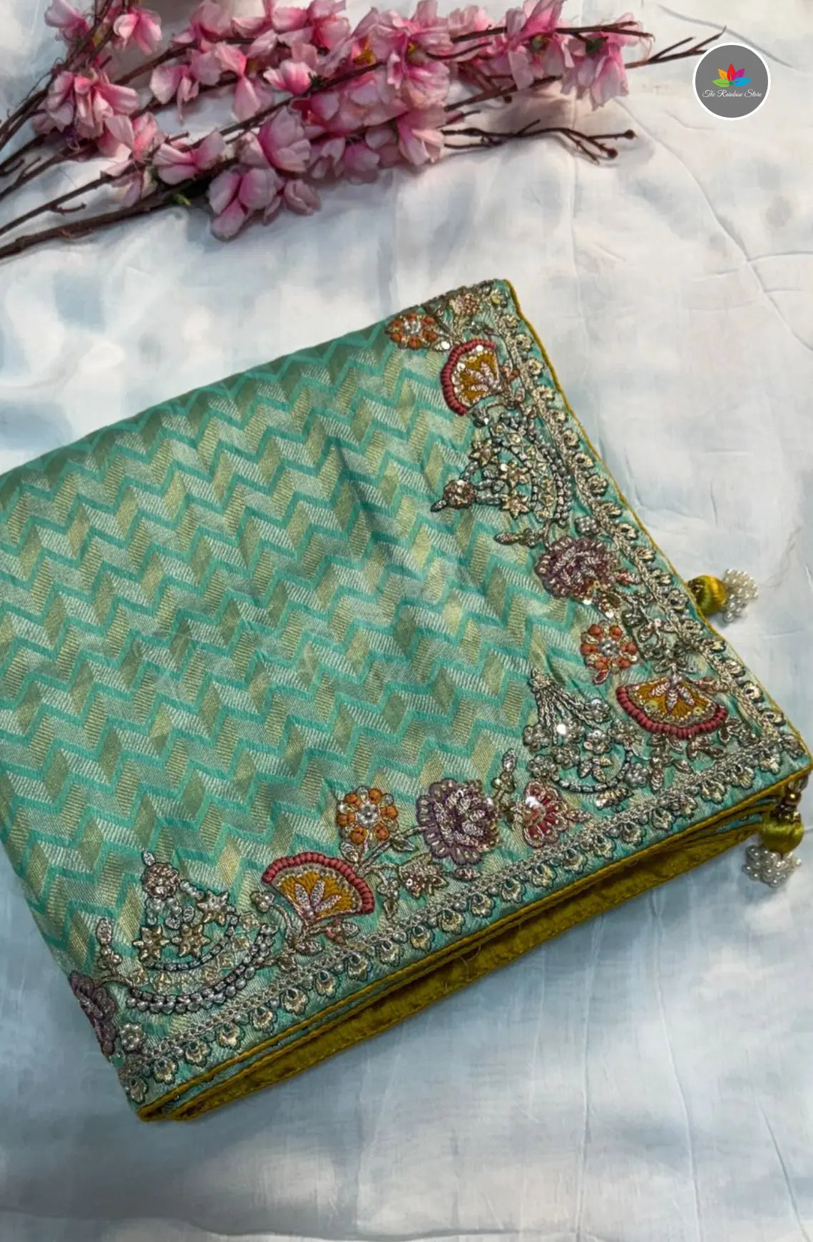 Premium Banarasi Designer Saree - Aqua Green