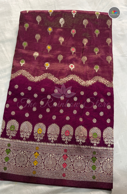 Mushru Silk Saree - Wine Purple