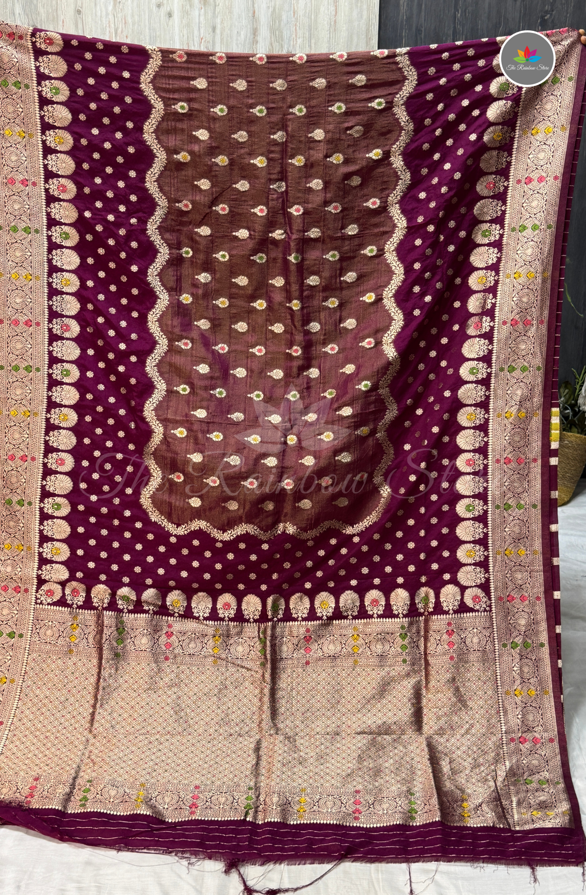 Mushru Silk Saree - Wine Purple