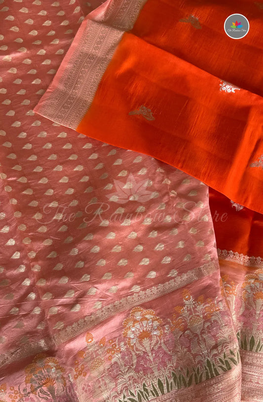 Pure Mango Puna Silk Saree - Orange