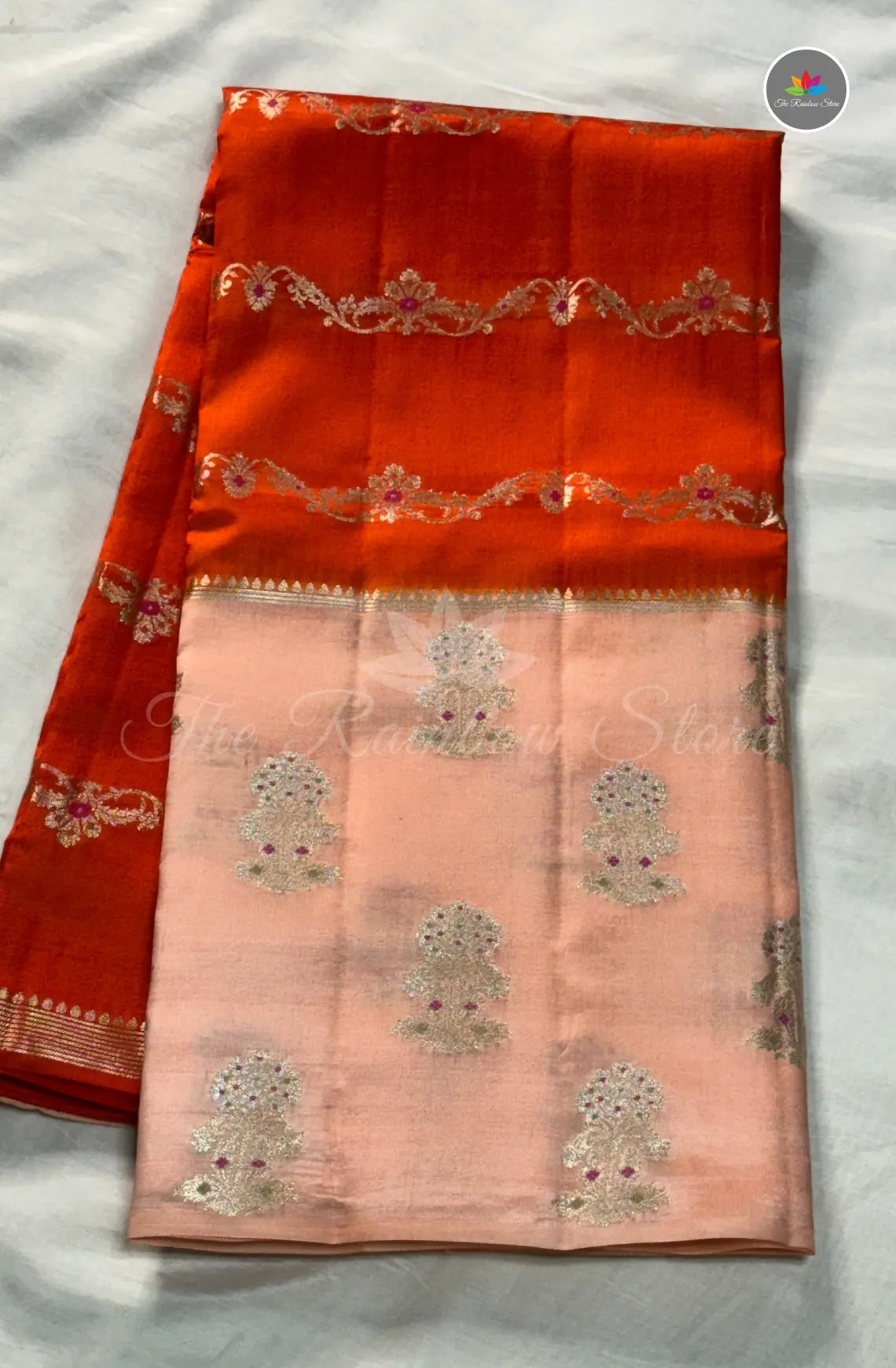 Premium Puna Silk Saree - Orange