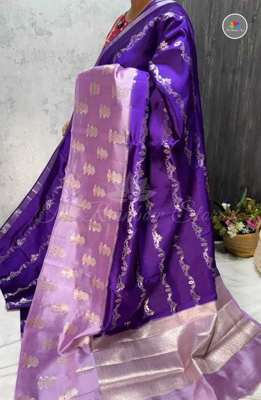 Premium Puna Silk Saree - Violet