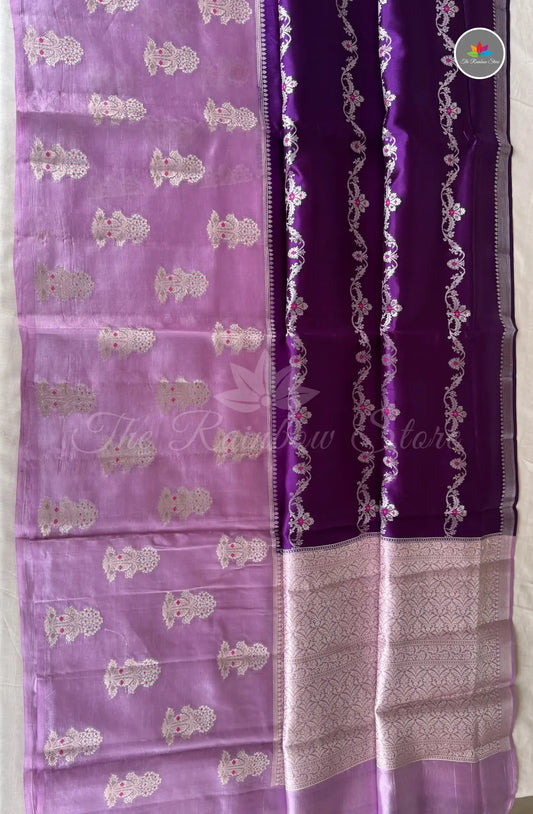 Pure Mango Puna Silk Saree - Violet