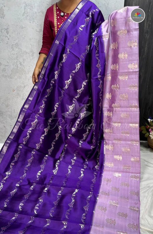 Premium Puna Silk Saree - Violet