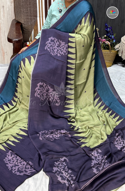 Pure Crepe Saree - Pista Green