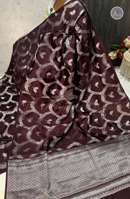 Pure Handloom Mango Silk Saree - Dark Maroon