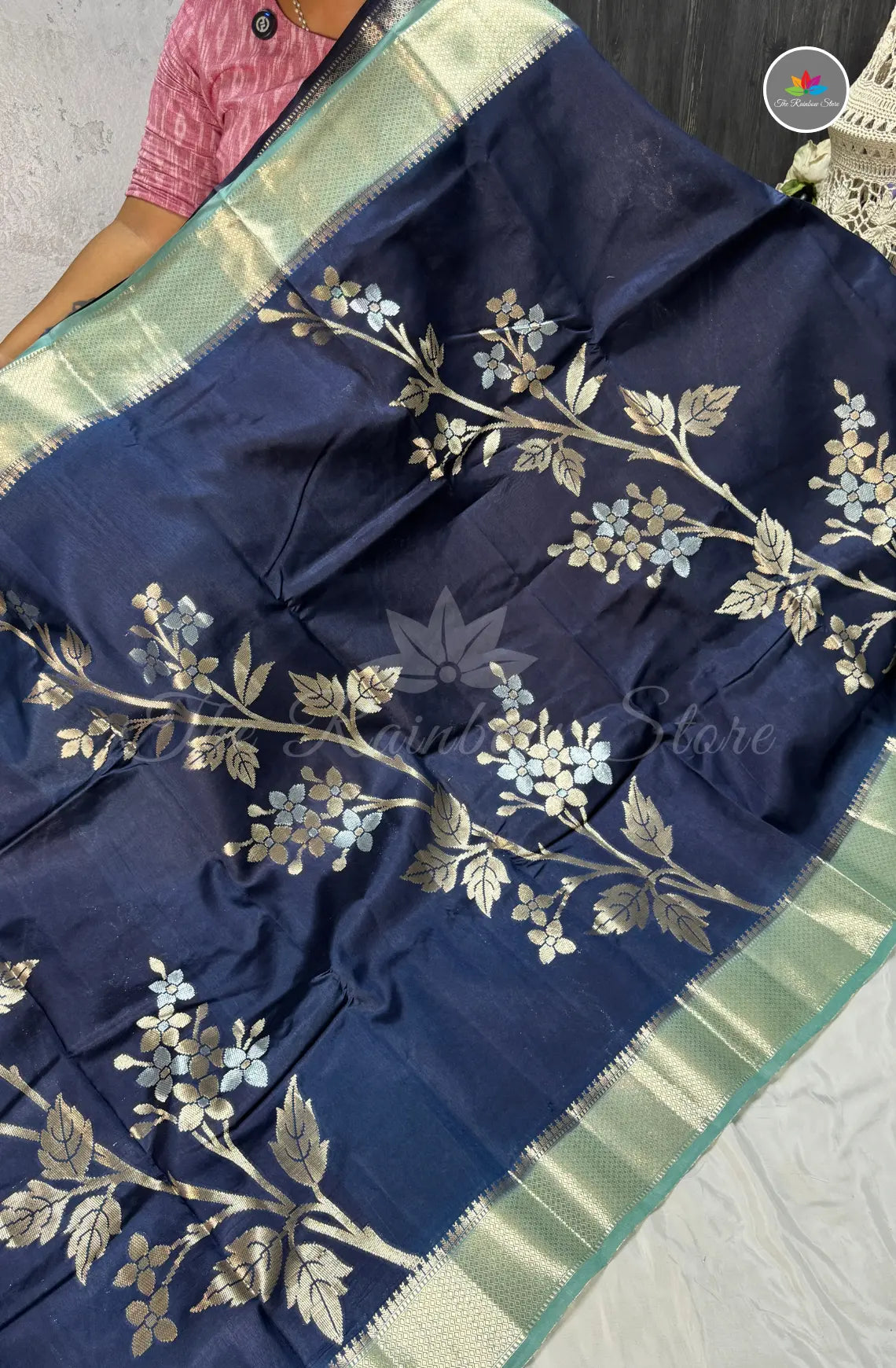 Premium Handloom Paper Silk - Navy Blue