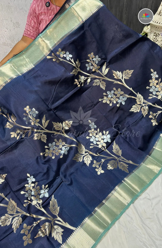 Premium Handloom Paper Silk - Navy Blue