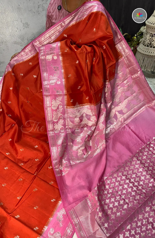 Premium Handloom Paper Silk - Rusted Orange