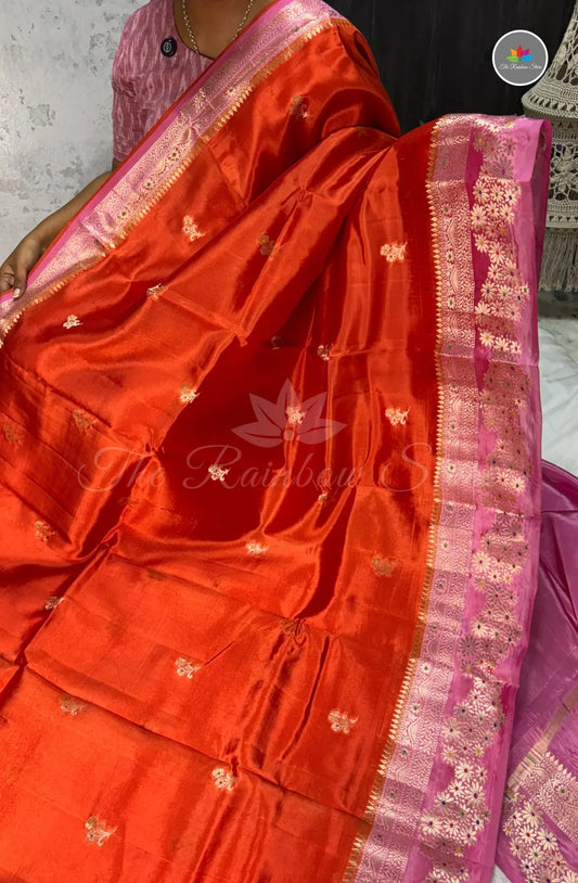 Premium Handloom Paper Silk - Orange