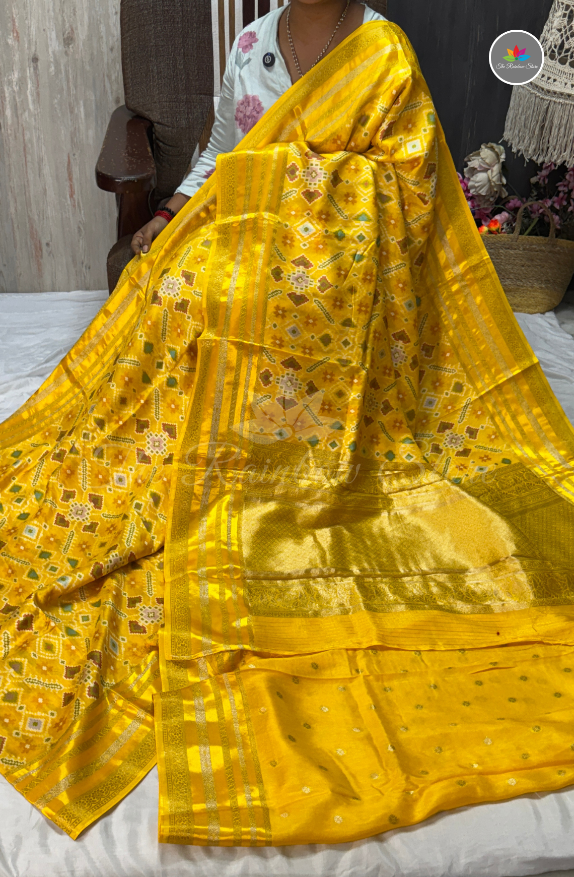 Pure Patola Saree - Mustard Yellow