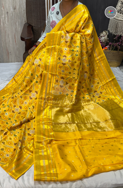 Pure Patola Saree - Mustard Yellow