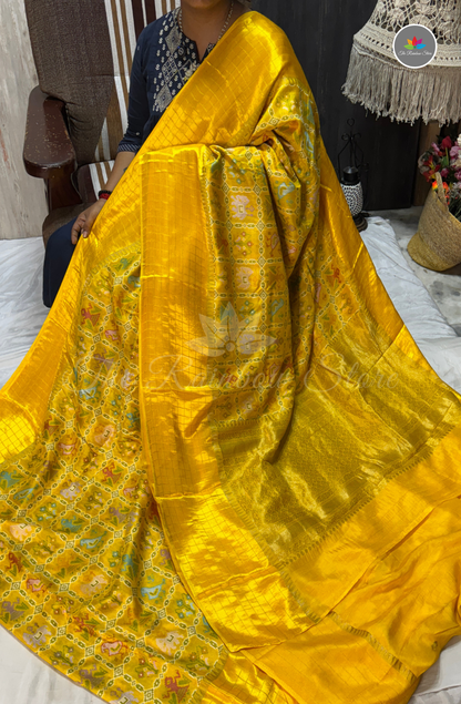 Pure Patola Saree - Radiant Mustard Yellow