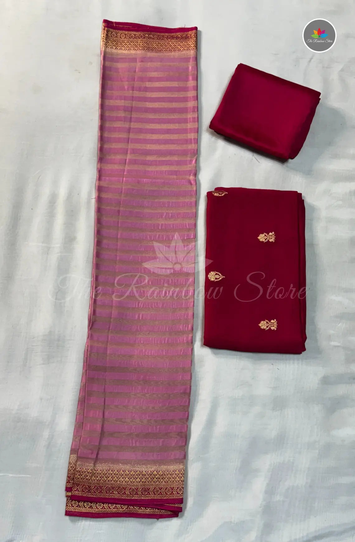Pure Satin Mushru Dress Material  (3 Piece Set ) - Pink