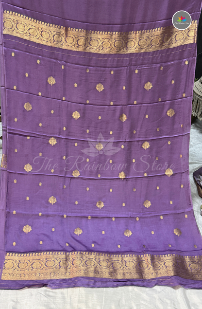 Pure Satin Mushru 3-Piece Salwar Set - Lavender (Unstitched)